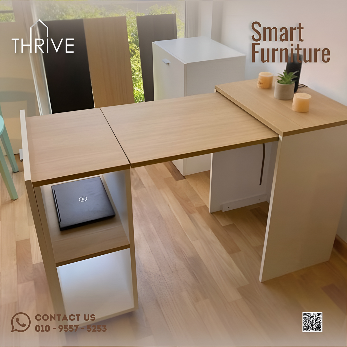 Material: Wood
<br />Dimensions:
<br />Width: 100 cm
<br />Depth: 40 cm
<br />Height: 75 cm
<br />Product Weight around 30 Kilograms
<br />Delivery time: about 1-2 weeks
<br />Manufacturing by Thrive Smart Furniture, Egypt