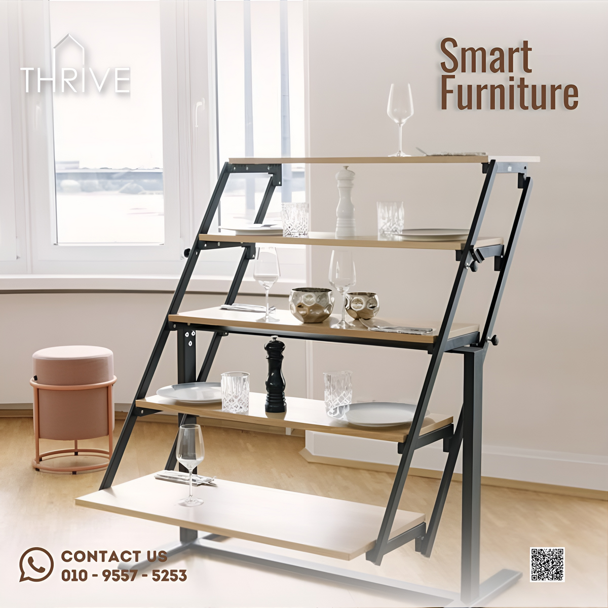 Material: Wood-Metal
<br />Delivery time: about 1-2 weeks
<br />Manufacturing by Thrive Smart Furniture, Egypt